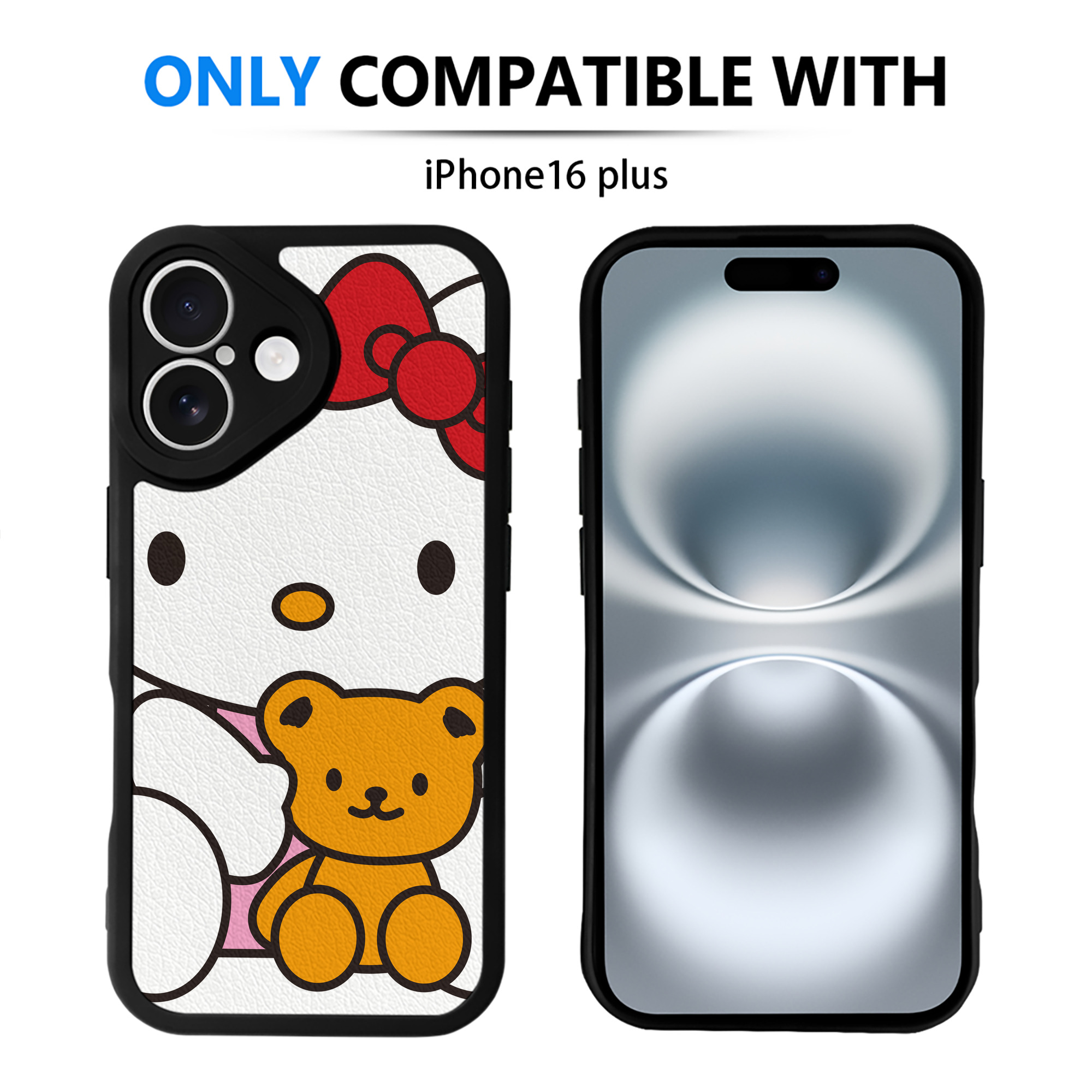 （画像用） Hello Kitty ハローキティ 【iPhone 16シリーズ対応】シリコンスマホケース（レザー調） 材質：シリコン